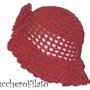 Summer Cappello bimba crochet in cotone rosso, a falda larga con fiore 