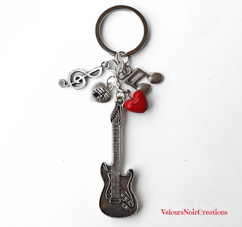 Portachiavi In Acciaio Inox A Forma Di Chitarra - Regalo Per Musicisti, Chiavi Auto E Borsa - LONYOO - 3