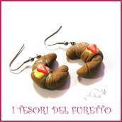 Orecchini Serie " Patisserie " Croissant alla crema pasticcini dolcetti fimo cernit realistico miniatura idea regalo donna bambina