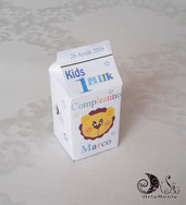 Portaconfetti gadget compleanno milk box Kids Milk personalizzabile animaletti 