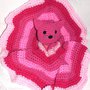 Copertina tonda neonato con gattino rosa all'uncinetto