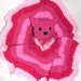 Copertina tonda neonato con gattino rosa all'uncinetto