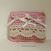 Portafedi - piccolo cuscino ad uncinetto in rosa antico con bordura  avorio - matrimonio romantico