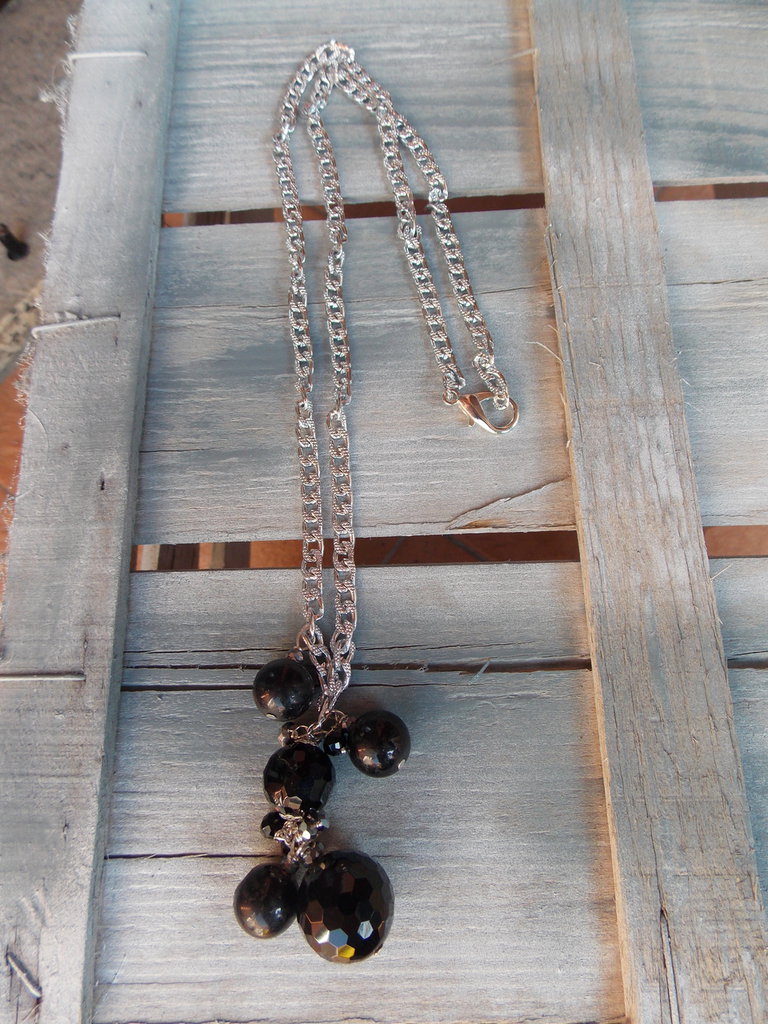 Collana a catena con serpente nero in acciaio inossidabile