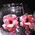 Orecchini con fiore fucsia e strass Swarosky nero e rosa
