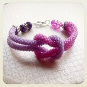 Bracciale due fili con nodo e mezzi cristalli beads crochet