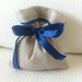 Sacchetti-Bomboniere matrimonio in misto lino naturale,rifiniture blu e bordeaux- Dimensione 12x10 cm-Rustic chic
