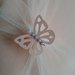 Partecipazione matrimonio in cartoncino cipria, tulle, farfalla e strass
