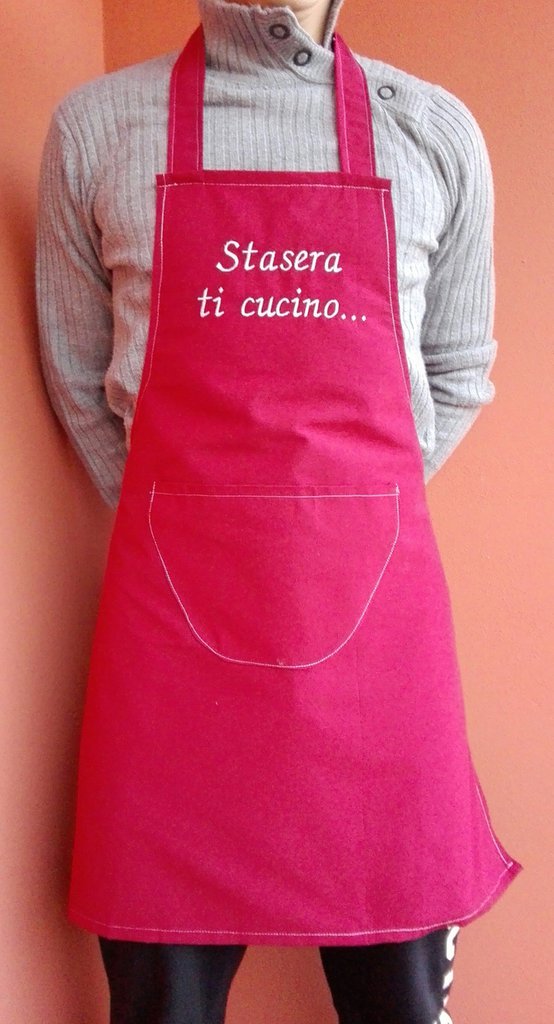 MoonWorks Grembiule Da Cucina Uomo "Ein Tages Bringe Ich Die Zwiebel Zum Wein" – 100% Cotone