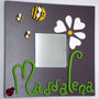 Apine con Margherita e Coccinella portafortuna - specchio cornice Malma (NERA o BIANCA ) personalizzato con nome