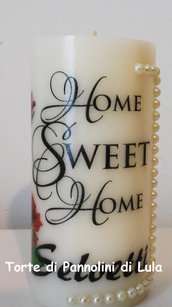 Candela profumata "home sweet home" rose e nome personalizzabile 