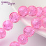 Lotto 10 perle tonde crackle 10mm rosa pink