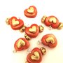  - fimo - CIONDOLI ANTICHIZZATI   - CUORE   ROSSO  - bomboniera, idea regalo, compleanno, portafortuna