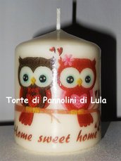 candela laccata nome disegno foto personalizzati idea regalo gufi casa home