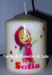 candela laccata nome disegno personalizzati idea regalo originale Masha bambina