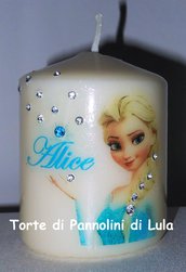 candela laccata nome disegno personalizzati idea regalo originale Elsa bambina