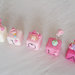 Cake topper cubi con folletti in scala di rosa bimba personalizzato - 5 lettere 5 cubi -