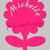 Sticker  color fucsia per bambina con fiore e nome