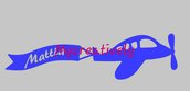Sticker aereo azzurro con nome per camera bambino 