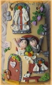 Tegolina per sposi decorata a mano in pasta di mais