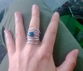 anello in filo di alluminio con pietra blu