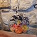 Palla in vetro decorativa con fiori in pasta di mais fatta a mano