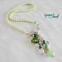 Collana perle verde lime con ricco pendente