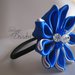 Elastico Fermaglio per capelli con fiore Kanzashi Blu e Bianco