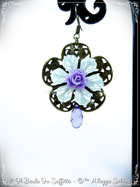 Orecchini In Argento Sterling 925 Con Gemme Di Ametista, Smeraldo E