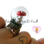 Anello Bosco - Ampolla di vetro con fungo - kawaii handmade