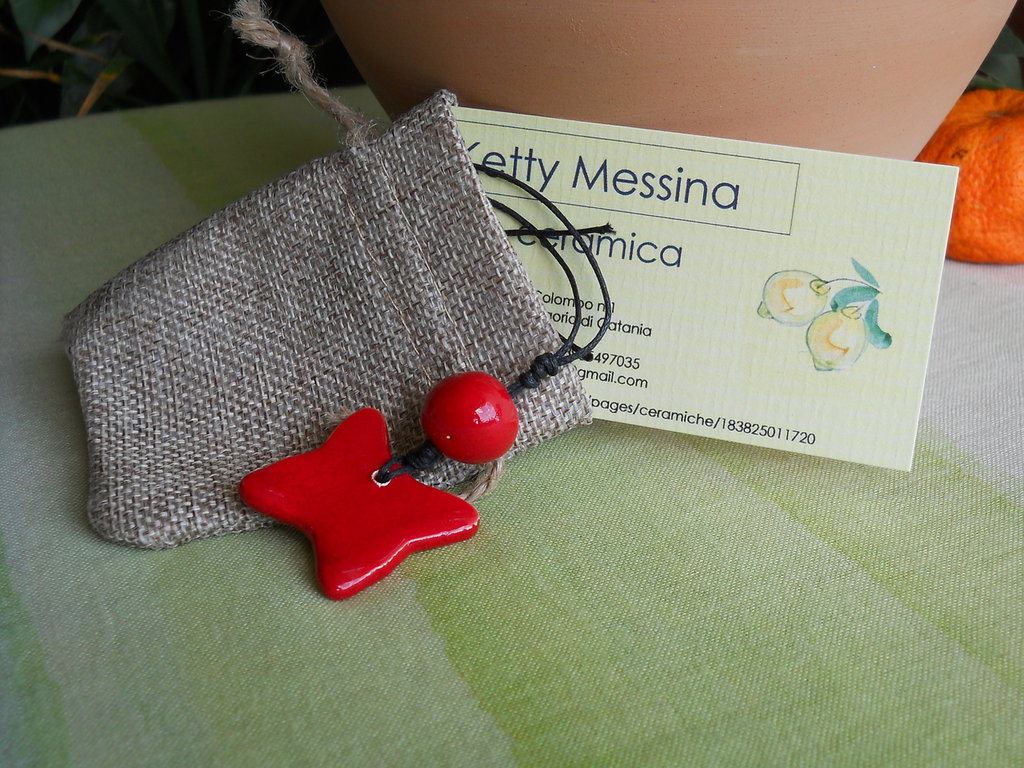 Collana lunga con volpe in fimo