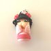 MONDO KOKESHI dipinta a mano - fimo  BAMBOLA GIAPPONESE  per orecchini collane compleanno - ROSA