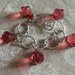 Bracciale catena argentata e pendenti a forma di diamante rosso