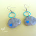 Orecchinii pendenti nuvolette grigie con cuore azzurro - handmade clouds earrings in polymer clay