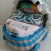 Carrozzina porta bomboniere, torta pannolini, cesto nascita in carta riciclata