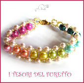 Bracciale " Summer Pearl " RAINBOW primavera estate perle elegante  idea regalo donna natale festa mamma compleanno