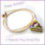 Collana "Happy birthday" mod. torta con rose pastello codette lilla idea regalo compleanno festa gadget bambina Natale