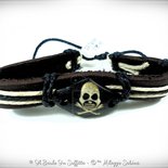 Bracelet Homme Cuir Brut Et Métal Rustique – Marque Luz Italy – Réglable – Neuf Avec étiquettes