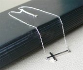 collana croce orizzontale crocifisso donna bracciale cross idea regalo argento