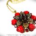 Collana Maxi Ciondolo Fiore con strass e pietra Howlite - Rosso