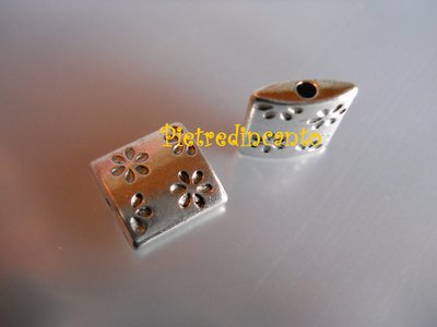10 Connettori Tibetani 15 Fori Per Gioielli - Ciondolo Lampadario 47x36mm Argento Antico