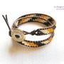 Wrap Bracelet con perline marroni arancioni e beige