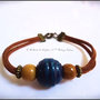 Bracciale in Alcantara con Trollbeads in Legno - Mod. 17