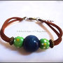 Bracciale in Alcantara con Trollbeads in Legno - Mod. 19