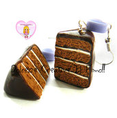 Orecchini Fette di torta al cioccolato con strati di vaniglia - kawaii handmade idea regalo