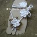 Sandali piedi nudi baby - fiore bianco e tortora - decorazione piede bambina - idea regalo!