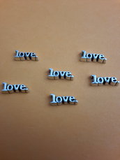 6 Floating charms 'Love' argentati