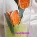 Tulipani arancioni all'uncinetto in vaso di vetro - fatto a mano