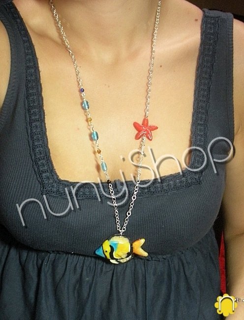 Collana Lunga Con Barchetta E Pesce Rosso Barbara Burgio Bbc27 - Foto 8