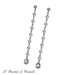 Orecchini lunghi in acciaio con perle e gocce Swarovski grigio argento fatti a mano - Mughetto